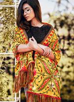 Yellow Khadi Casual Wear Embroidery Work Dupatta