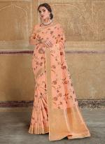 Peach Silk Wedding Wear Weaving Saree