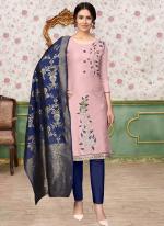 Violet Glace Cotton Daily Wear Embroidery Work Churidar Suit