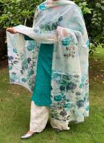 Sky blue Pure Cotton Party Wear Chiikankari Kurti With Dupatta