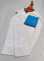 Blue Pure Cotton Traditional Wear Chikan Work Kurti With Patiyala