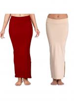 Maroon And Beige Lycra Casual Wear Plain Combo Shapewear