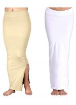 Cream And White Lycra Casual Wear Plain Combo Shapewear