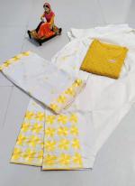 Yellow Pure Cotton Party Wear Chikan Work Readymade Salwar Suit