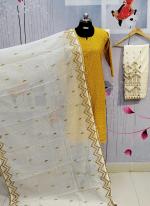 Yellow Pure Cotton Traditional Wear Sequins Work Readymade Salwar Suit