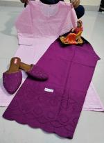 Light Pink Cotton Traditional Wear Chikan Work Readymade Salwar Suit