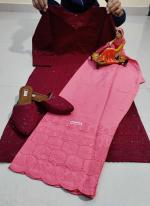 Maroon Cotton Traditional Wear Chikan Work Readymade Salwar Suit