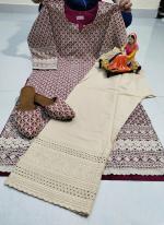 Violet Cotton Traditional Wear Chikan Work Readymade Salwar Suit