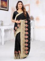 Black Net Reception Wear Moti Work Saree