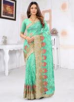 Sky Blue Net Reception Wear Moti Work Saree