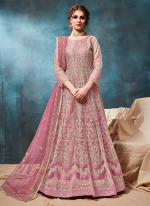 Light Pink Net Reception Wear Embroidery Work Anarkali Suit