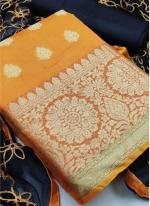 Yellow Banarasi Silk Festival Wear Jacquard Dress Material