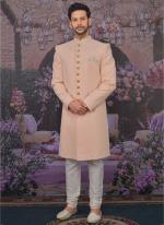 Buy Peach Georgette Wedding Wear Pattern Sherwani