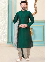 Green Dupion Silk Festival Wear Fancy Kurta Pajama