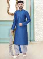 Dupion Silk Blue Festival Wear Fancy Kurta Pajama