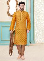 Yellow Dupion Silk Festival Wear Fancy Kurta Pajama