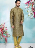 Green Jacquard Silk Brocade Festival Wear Weaving Kurta Pajama