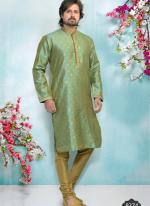 Sea Green Jacquard Silk Brocade Festival Wear Weaving Kurta Pajama