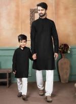 Black Pure Cotton Traditional Wear Plain Mens And Boys Kurta  Kurta