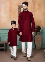 Maroon Pure Cotton Traditional Wear Plain Mens And Boys Kurta  Kurta