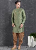 Green Jaqurd Silk Brocade Festival Wear Pintux Peshawari Indo Western