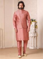 Dark Pink Banarasi Silk Traditional Wear Weaving Aligadhi Pant Kurta