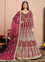 Pink Net Wedding Wear Embroidery Work Anarkali Suit