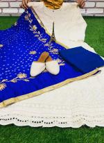 Blue Cotton Wedding Wear Sequins Work Readymade Salwar Suit