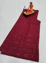 Maroon Cotton Wedding Wear Chikan Work Sharara