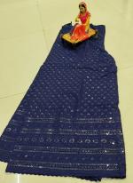 Navy Blue Cotton Traditional Wear Chikan Work Sharara