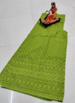 Olive Green Cotton Traditional Wear Chikan Work Sharara