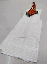 New White Cotton Party Wear Chikan Work Sharara