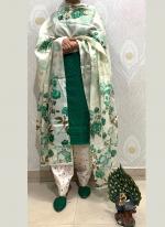 Green Cambric Cotton Festival Wear Chikan Work Readymade Salwar Suit