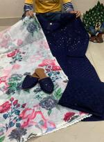 Navy Blue Pure Cotton Traditional Wear Sequins Work Readymade Salwar Suit