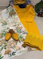 Yellow Pure Cotton Traditional Wear Sequins Work Readymade Salwar Suit