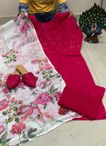 Pink Pure Cotton Party Wear Chikan Work Readymade Salwar Suit