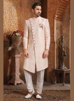 Light pink Brocade Jacquard Traditional Wear Weaving Nawabi Indo Western