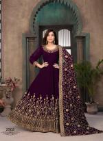 Purple Faux Georgette Party Wear Embroidery Work Anarkali Suit