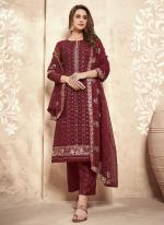 Maroon Georgette Party Wear Thread Work Salwar Suit