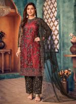 Red Net Party Wear Embroidery Work Salwar Suit