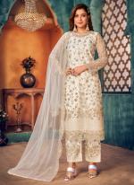 White Net Party Wear Embroidery Work Salwar Suit