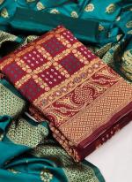 Magenta Banarasi Silk Festival Wear Jacquard Dress Material