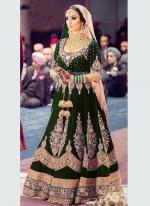 Green Velvet Wedding Wear Embroidery Work Anarkali Suit