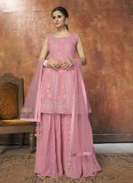 Pink Georgette Wedding Wear Zari Work Readymade Salwar Suit