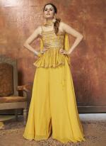 Yellow Georgette Wedding Wear Sequins Work Readymade Salwar Suit