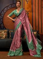 Dark Pink Crepe Party Wear Digital Printed Saree