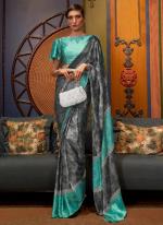 Grey Crepe Party Wear Digital Printed Saree