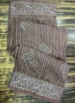 Brown Butterscotch Party Wear Thread Work Saree