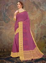 Magenta Chiffon Traditional Wear Embroidery Work Saree