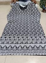 Black Cambric cotton Festival Wear Chikan Work Kurti